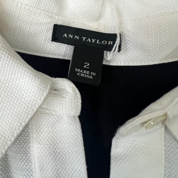 Ann Taylor MIDI Dress Black & White Adjustable Long Sleeve Shirt  Bib Collar XS - Picture 9 of 12